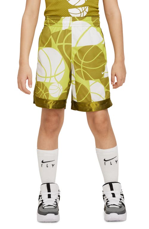 Nike Kids' Dri-fit Basketball Shorts In Moss/bright Cactus/white