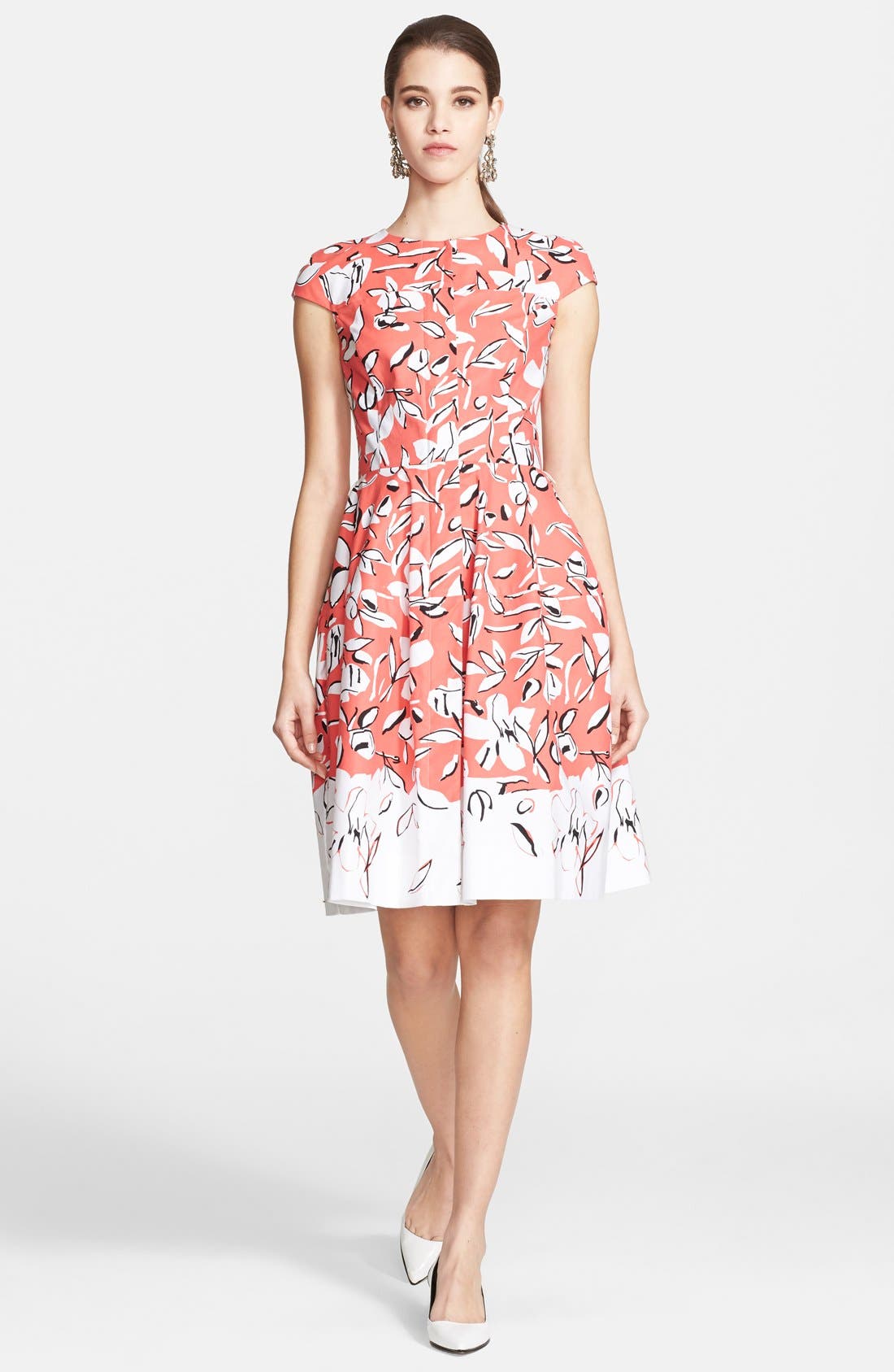 Oscar de la Renta Print Stretch Cotton Canvas Dress Nordstrom