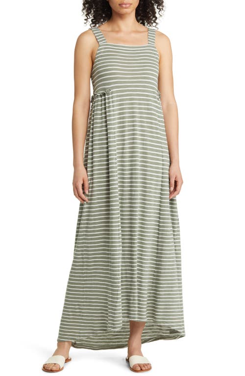 caslon(r) Easy Stripe Cotton Blend Maxi Dress in Green- Ivory Dana Stripe