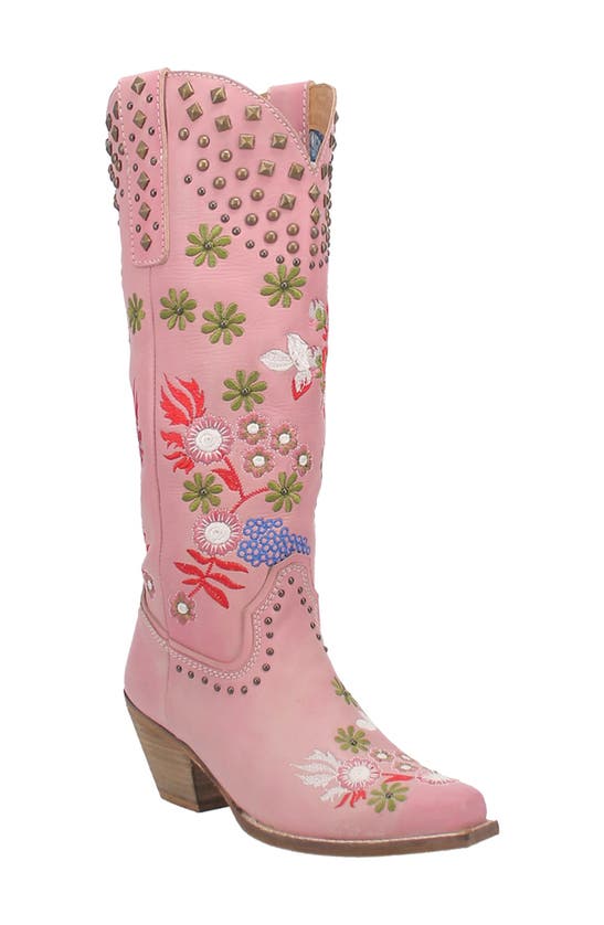 Dingo Women's Poppy Leather Narrow Calf Boots Women's Shoes In Pink