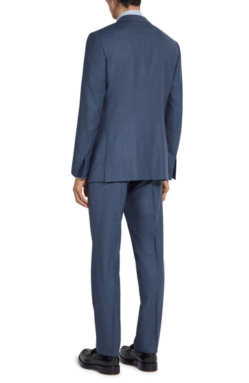 Shop Zegna Centoventimilia Subtle Plaid Wool Suit In Steel Blue