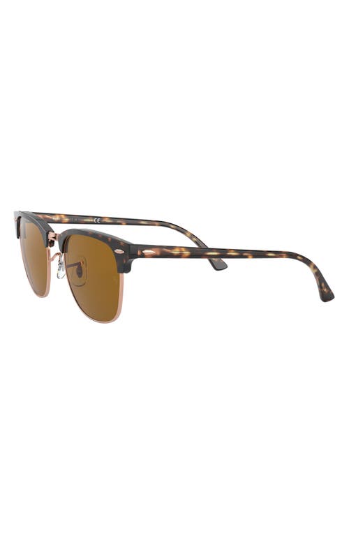 Shop Ray Ban Ray-ban Clubmaster 51mm Square Sunglasses In Shiny Havana/brown