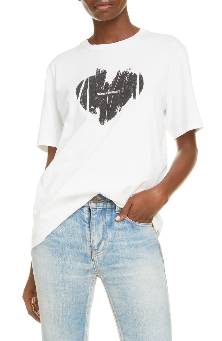 Saint Laurent Graphic Heart Logo Cotton Tee Nordstrom