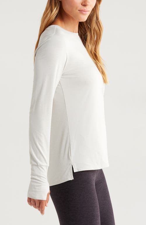 Shop Zella Liana Restore Soft Lite Long Sleeve T-shirt In Grey Moonbeam