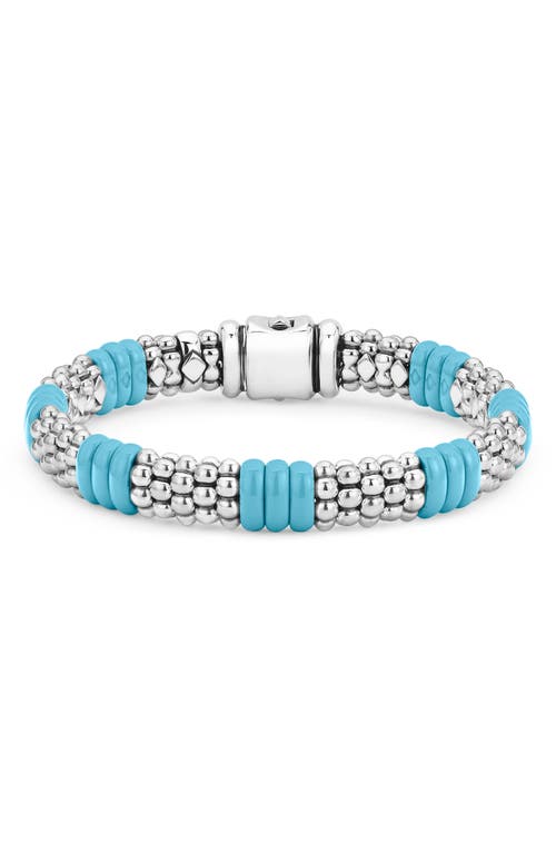 Shop Lagos Blue Caviar Ceramic Rope Bracelet In Silver/blue