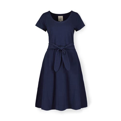 Hope & Henry Organic Cotton Tie-waist Knit Dress In Navy