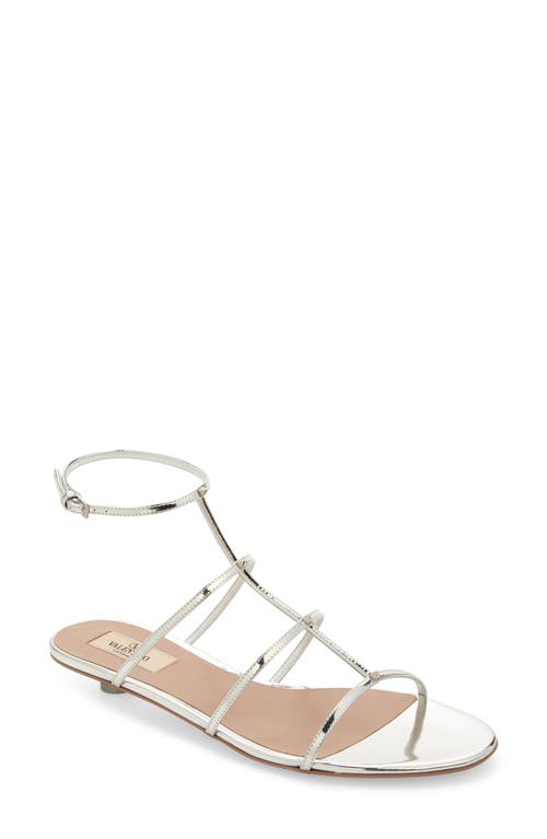 Shop Valentino Garavani Rockstud Wispy T-strap Sandal In Silver