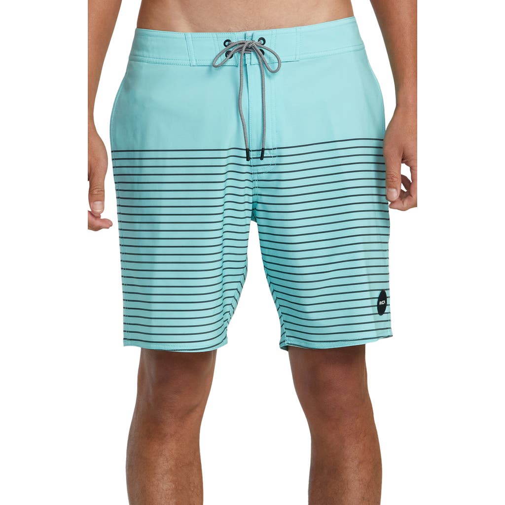 Rvca Current Stripe Water Repellent Board Shorts In Green