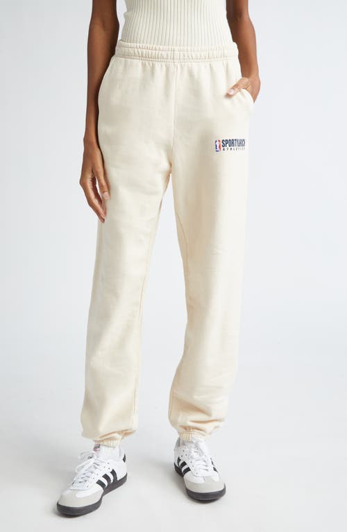 Shop Sporty And Rich Sporty & Rich Team Logo Cotton Sweatpants In Cream