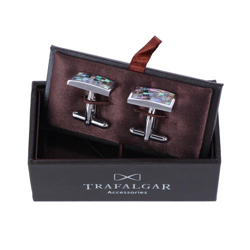 Shop Trafalgar Walken The Mother Of Pearl Cufflinks In Silver