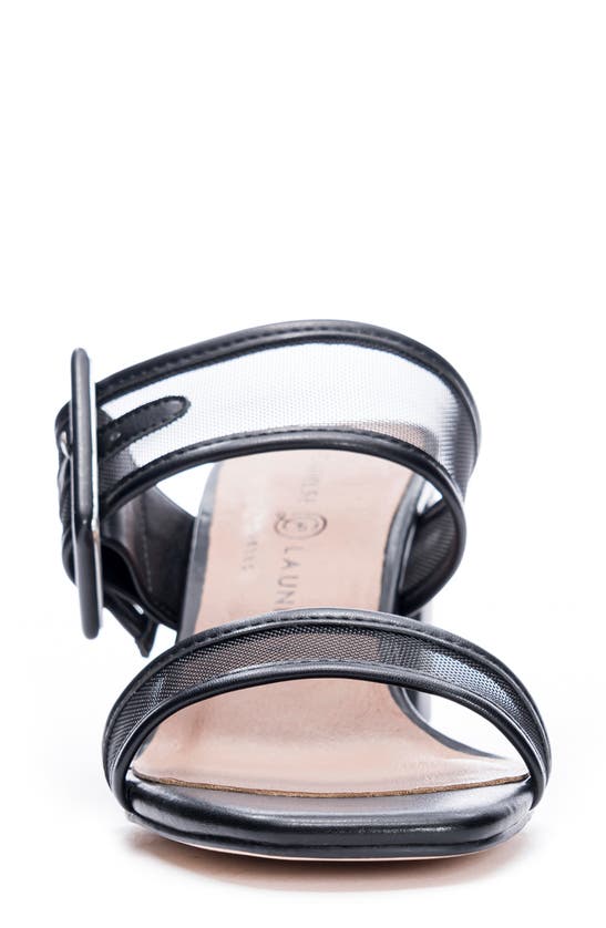 Chinese Laundry Yippy Block Heel Sandal In Black Mesh