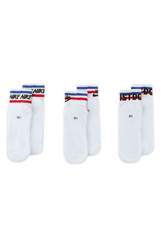 Shop Nike 3-pack Everyday Essential Crew Socks In White/ Black/ Game Royal