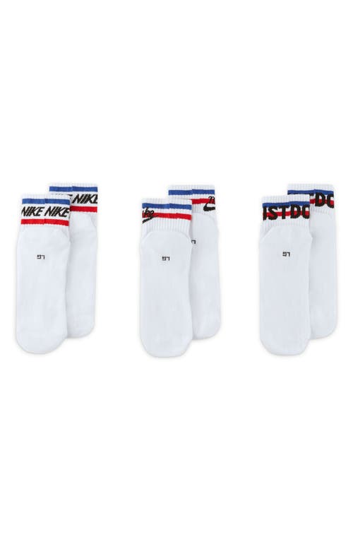 Shop Nike 3-pack Everyday Essential Crew Socks In White/black/game Royal