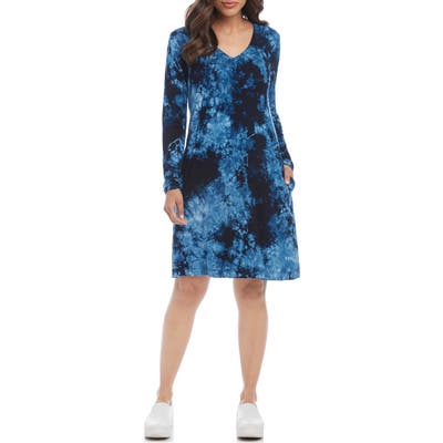 Karen Kane Quinn Tie Dye Long Sleeve Dress, Blue