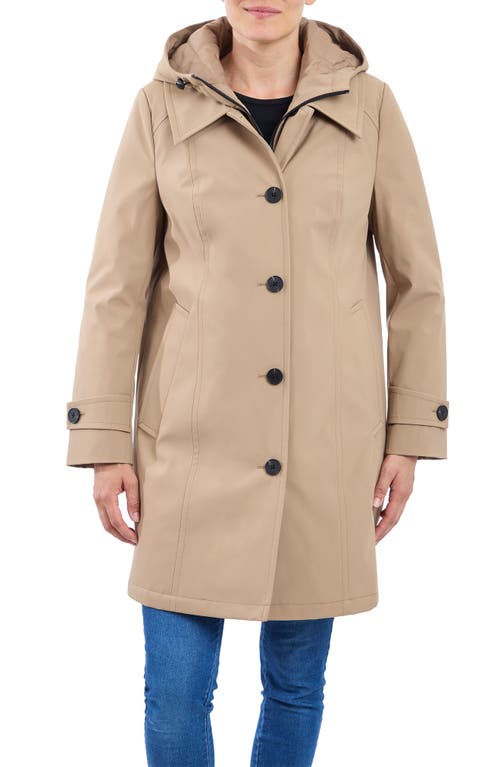 London Fog Water Resistant Bonded Raincoat With Bib Detail In Khaki