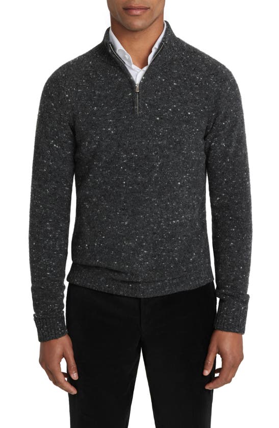 Jack Victor Canora Lambswool Blend Half Zip Pullover In Charcoal