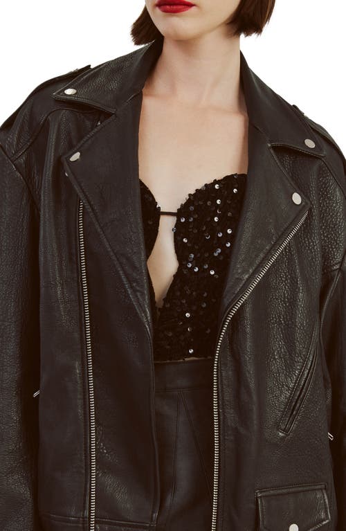 BARDOT BARDOT OVERSIZE LEATHER BIKER JACKET