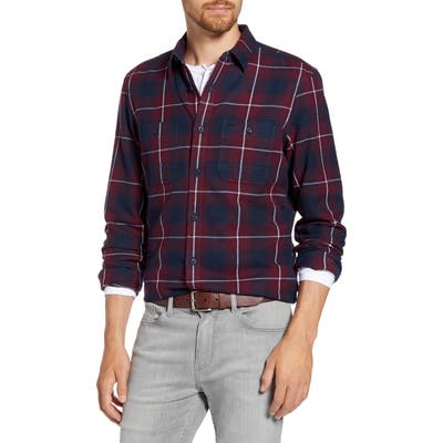 1901 Trim Fit Plaid Flannel Button-Up Shirt, Blue