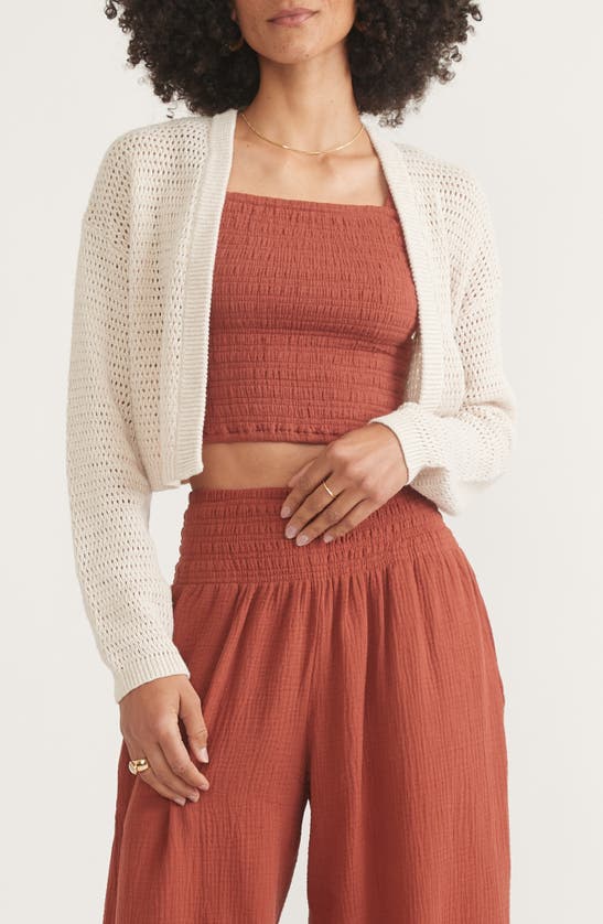Marine Layer Anacapa Open Stitch Open Front Cardigan In Neutral