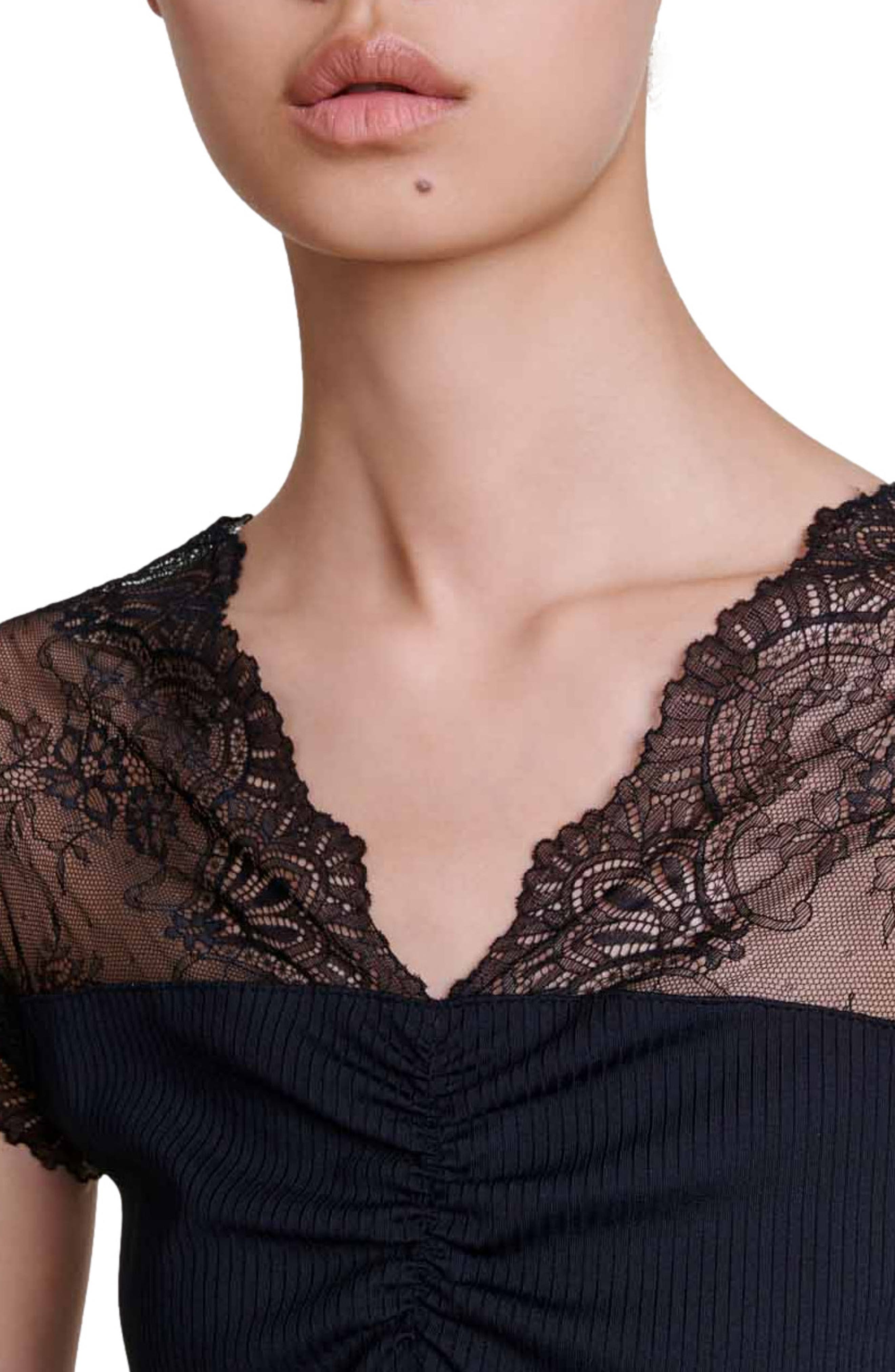 Twinset Contrast lace trim top