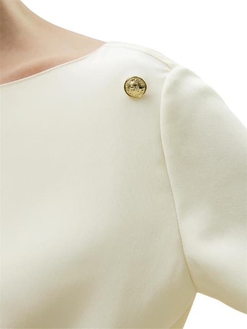 Shop Lilysilk Dubrovnik 3/4 Sleeved Silk Top With Button Accents In Natural White