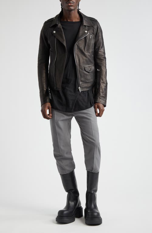 Shop Rick Owens Luke Stooges Leather Moto Jacket In Black