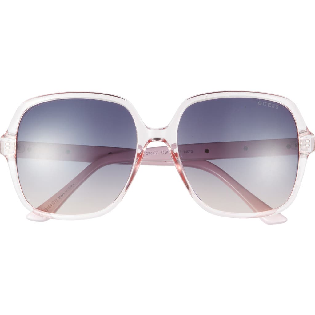 Shop Guess 58mm Square Sunglasses In Shiny Pink/gradient Blue