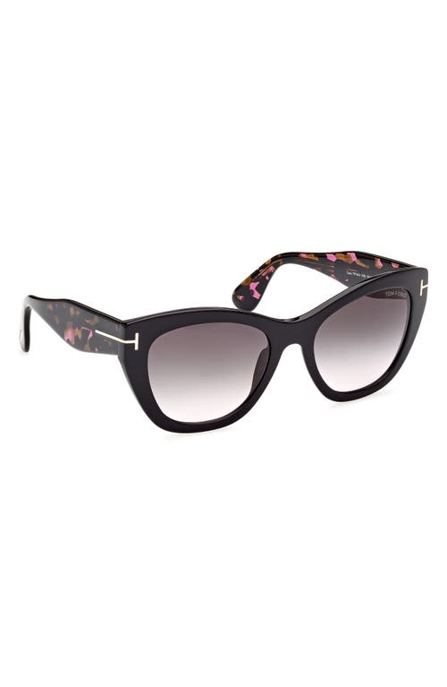 Tom Ford Cara 56mm Square Sunglasses In Black/gradient Smoke