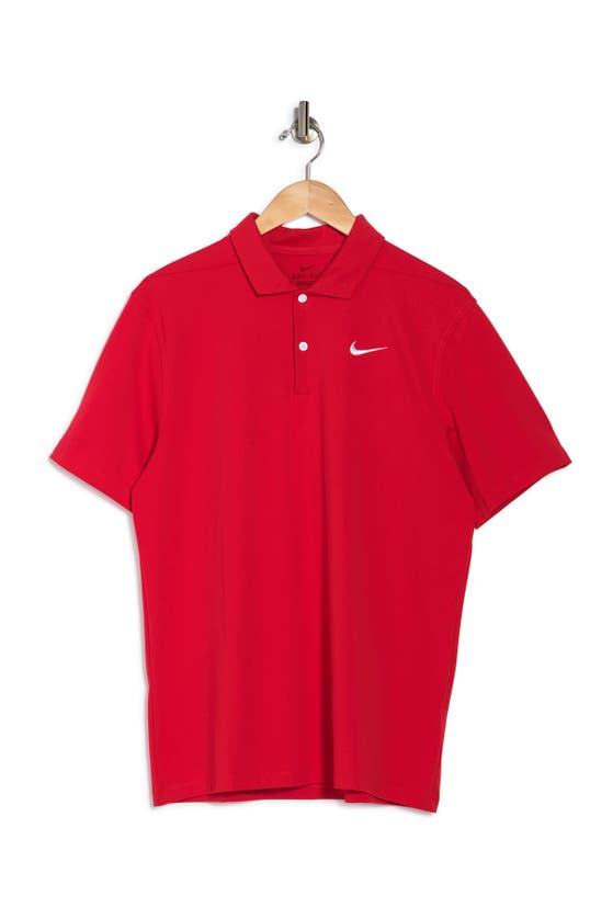 Shop Nike Dri-fit Essential Solid Polo Shirt In University Red/white