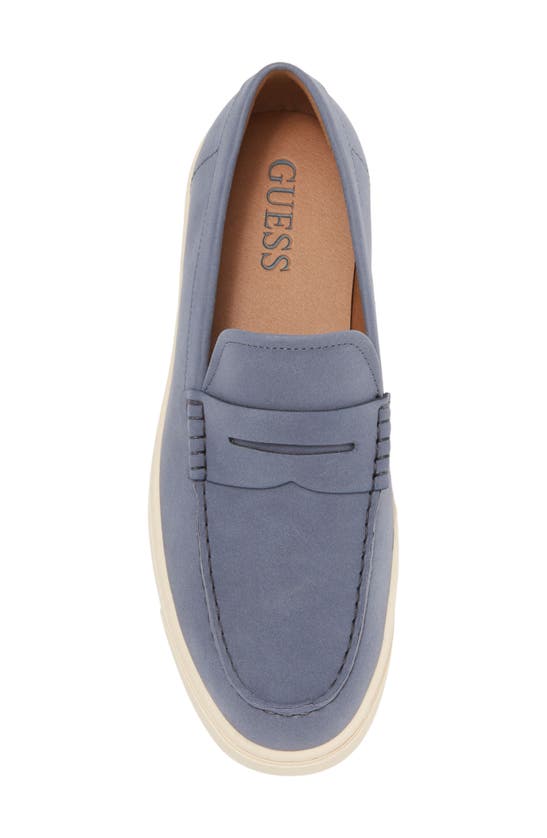Shop Guess Grovel Penny Loafer In Light Blue