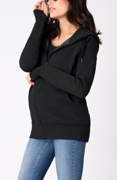 Shop Seraphine 3-in-1 Maternity Zip Hoodie In Black