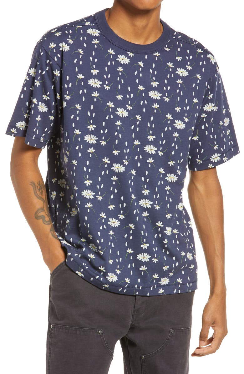 NORDSTROM Cristina Martinez Gender Inclusive Graphic Tee, Main, color, NAVY SCATTERED FLOWERS