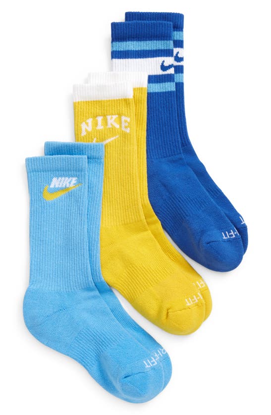 Nike Kids' Assorted 3-pack Dri-fit Everyday Plus Cushioned Crew Socks ...