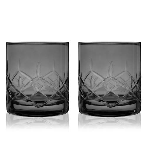 Viski Admiral Crystal Rocks Glasses In Grey