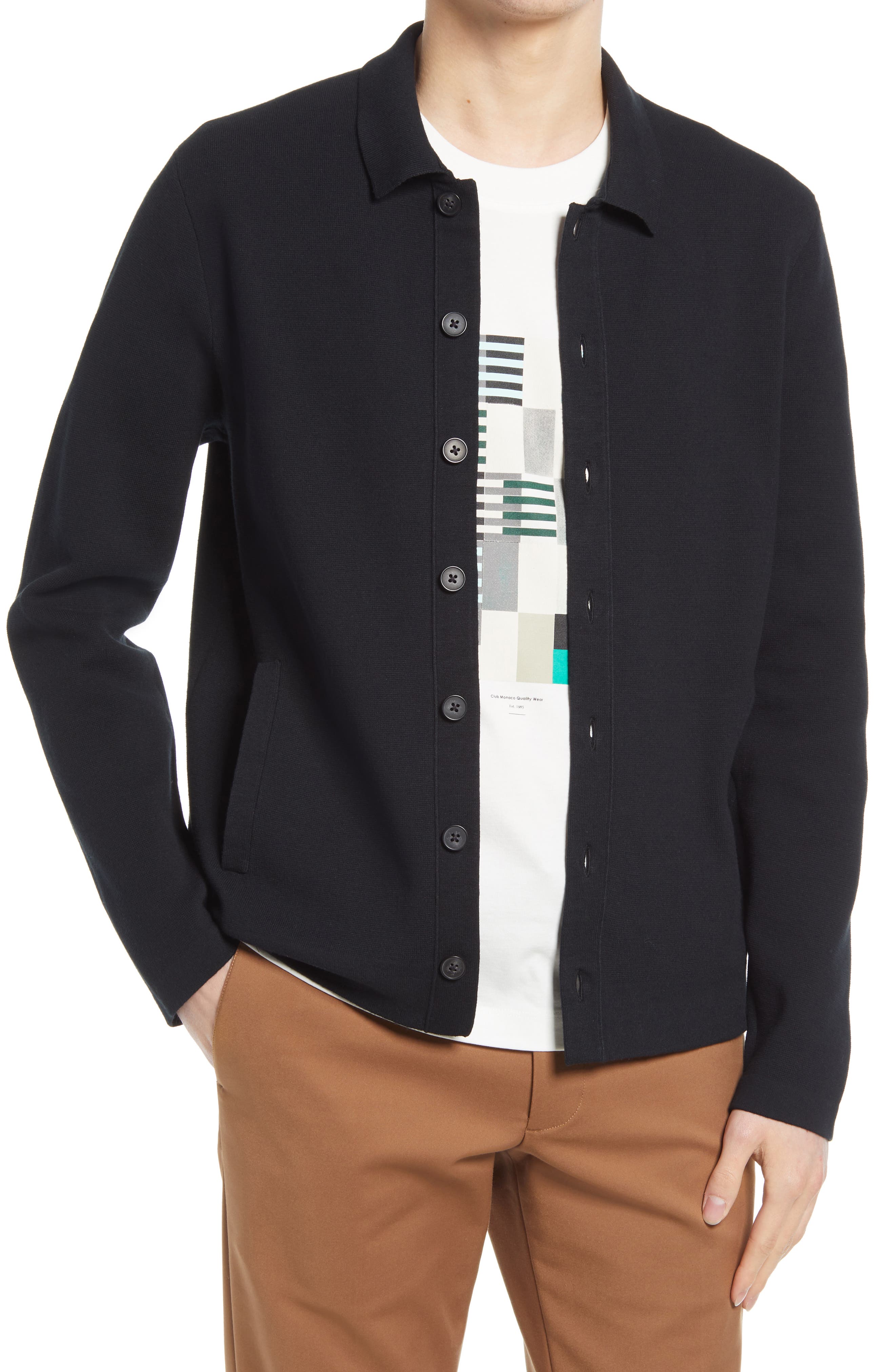 black sweater button up