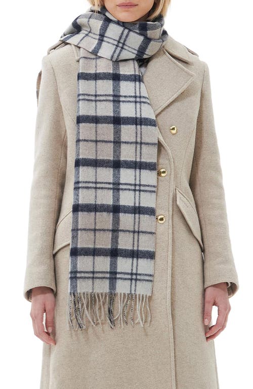 Jemma Plaid Double Face Lambswool Fringe Scarf in Trench Tartan