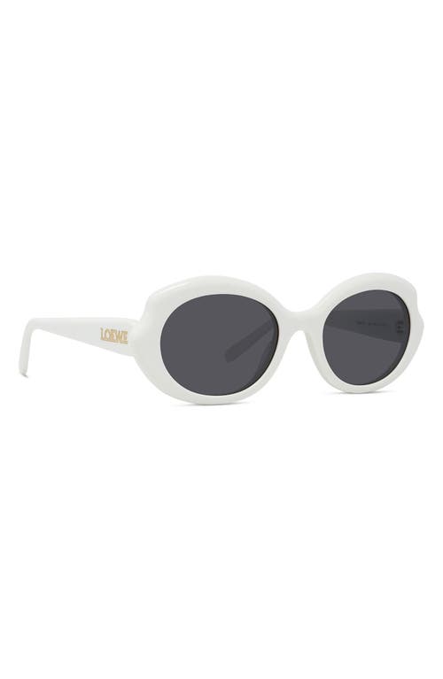 Shop Loewe Thin Mini 54mm Oval Sunglasses In Ivory/smoke