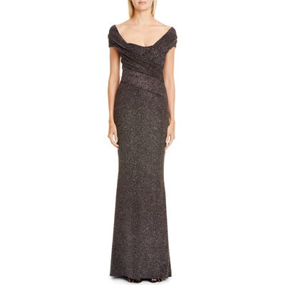 Talbot Runhof Stardust Stretch Jersey Gown, Black