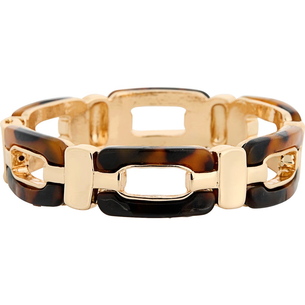Nordstrom Rack Tortoiseshell Hinged Bangle Bracelet In Tortoise- Gold