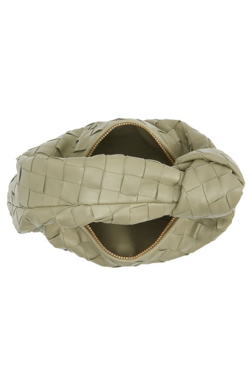 Bottega Veneta Jodie Mini Intrecciato Knot Hobo Bag In Travertine-gold