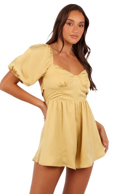 Petal And Pup Petal & Pup Billie Open Back Satin Romper In Yellow