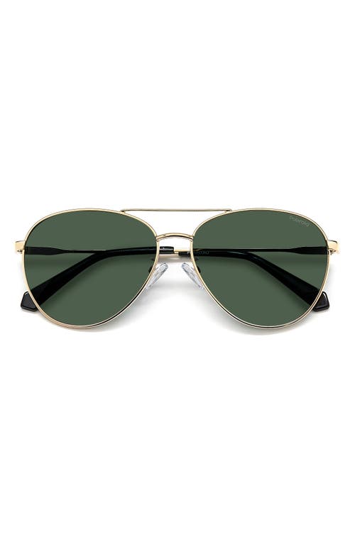60mm Polarized Aviator Sunglasses in Gold Green/Green Polarized