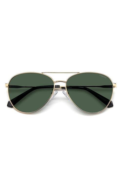 Polaroid 60mm Polarized Aviator Sunglasses In Gold Green/green Polarized