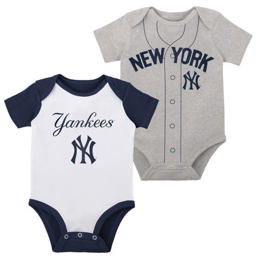 Outerstuff Infant White/Heather Gray New York Yankees Two-Pack Little Slugger Bodysuit Set
