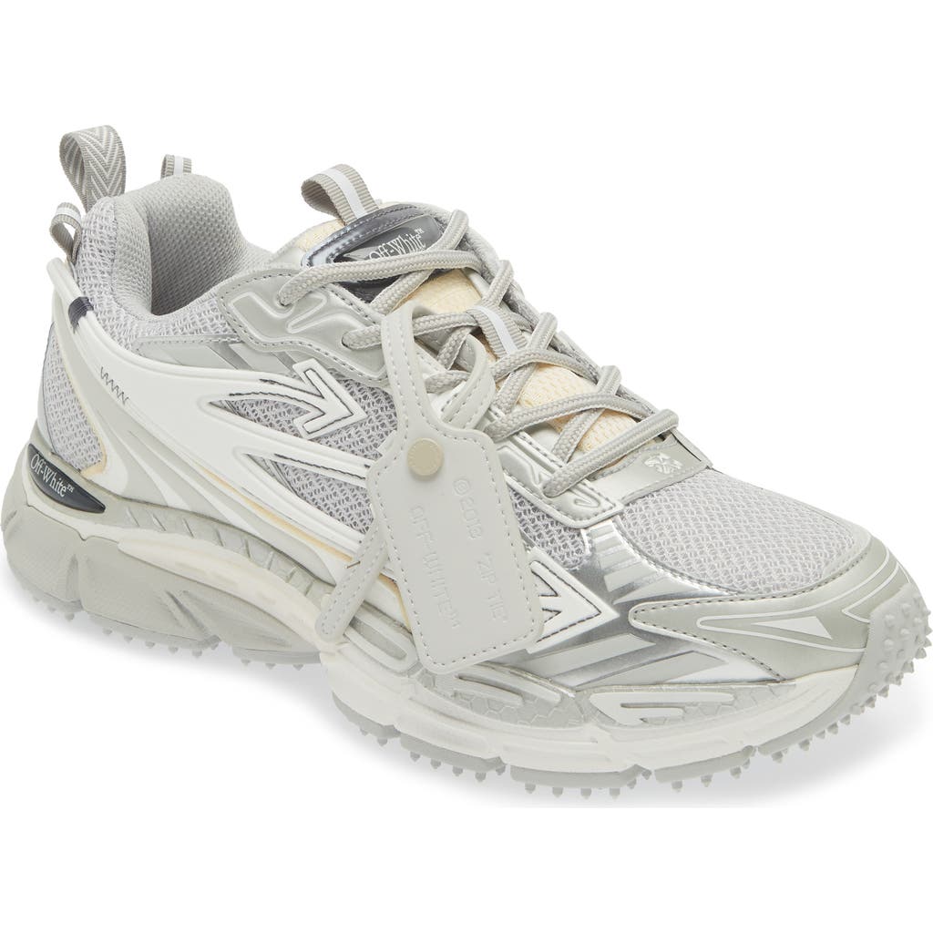 Off-white Ow Be Right Grey Low Top Sneakers With Zip-tie Detail In Mesh And Leather Man In Gray