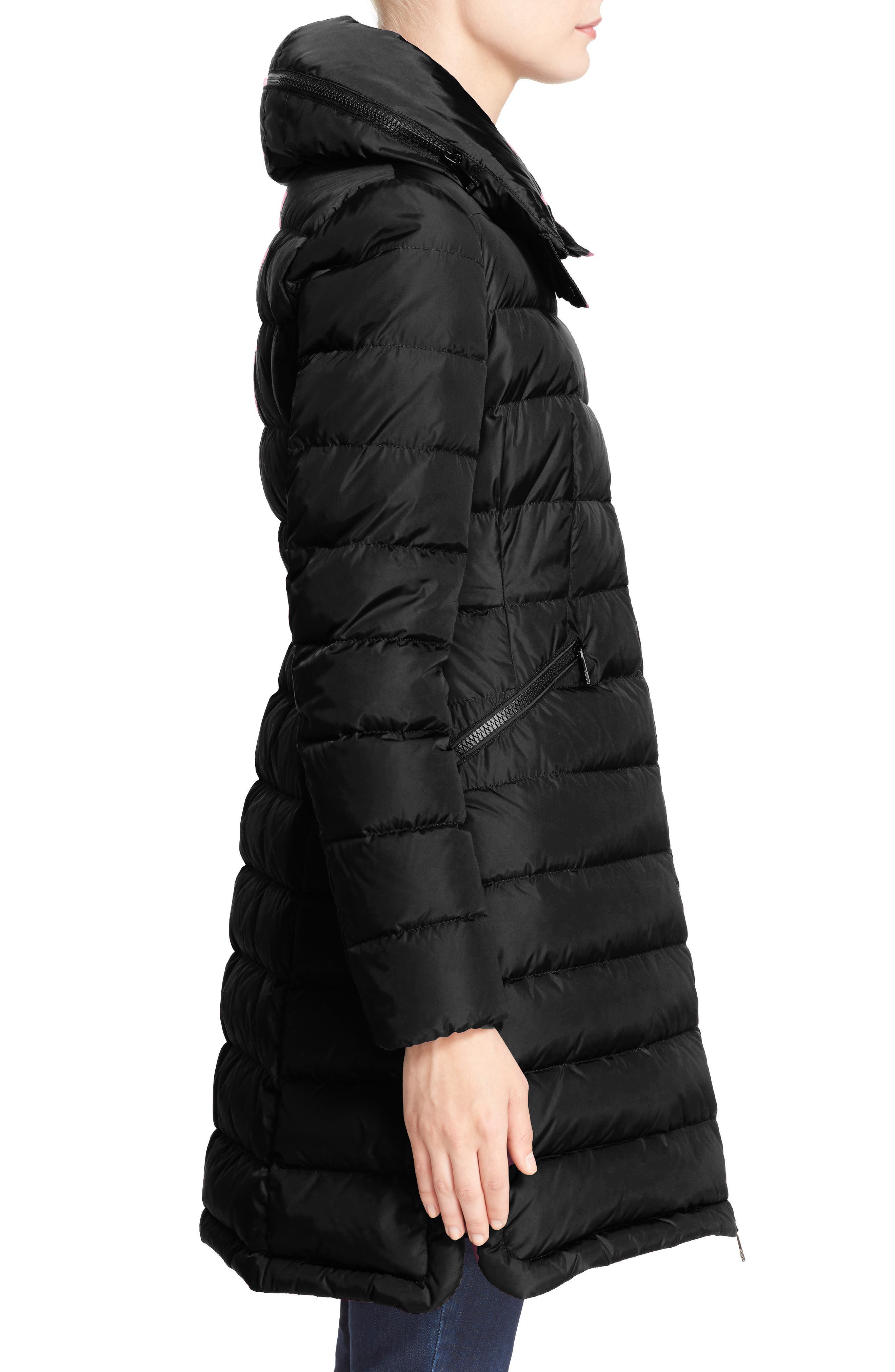 moncler black down flammette coat