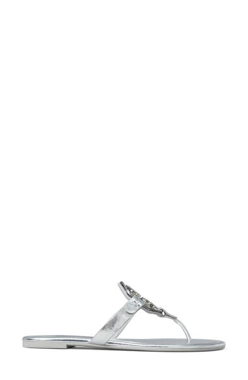 Tory Burch Miller Soft Leather Thong Sandals In Silver