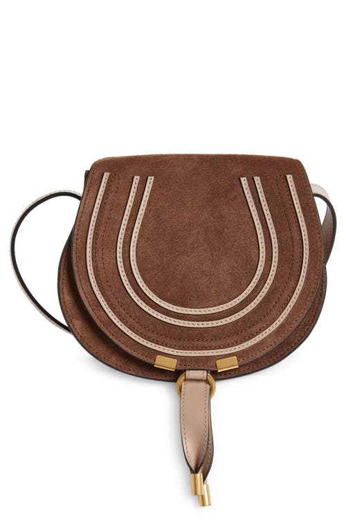 Chloé Small Marcie Suede Crossbody Bag in 201 Pure Brown