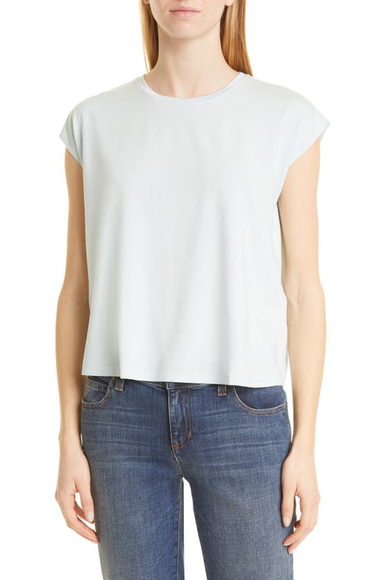 Eileen Fisher Crewneck Boxy Stretch Jersey T-shirt In Clear Water