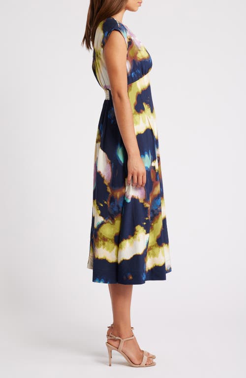 Shop Chelsea28 Abstract Print Midi Dress In Navy Multi